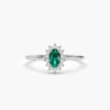 925 Silver Emerald Ring with Halo Diamonds - Image 6