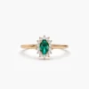 925 Silver Emerald Ring with Halo Diamonds - Image 7