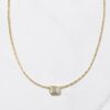 925 Silver Emerald Shape Bezel Statement Necklace - Image 4