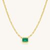 925 Silver Emerald Shape Bezel Statement Necklace - Image 5