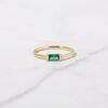 925 silver emerald baguette ring with slim 1.3mm band