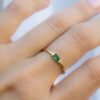 Simple emerald baguette ring in thick gold plating