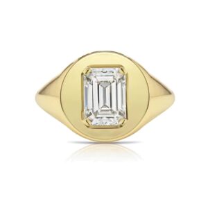 925 Silver Emerald Statement Signet Ring