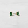 925 Silver Emerald Studs Earrings with green emerald-shaped stones