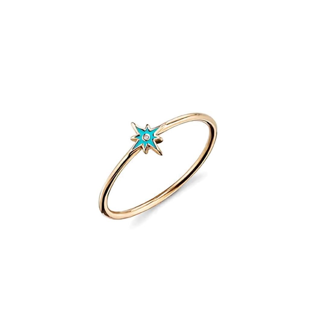 925 Silver Enamel Mini Starburst Ring