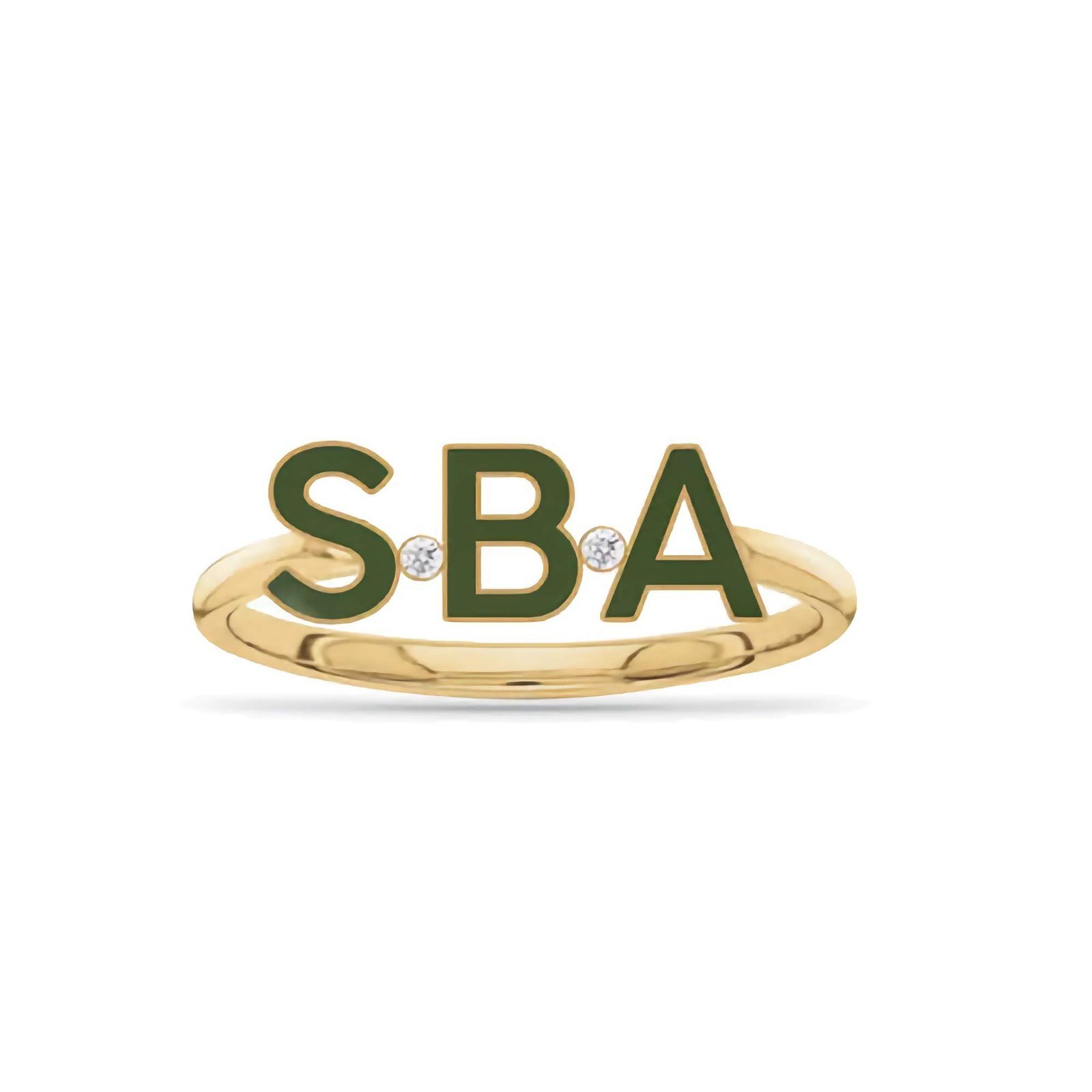 925 Silver Enamel Multiple Initials Diamond Ring - Image 2