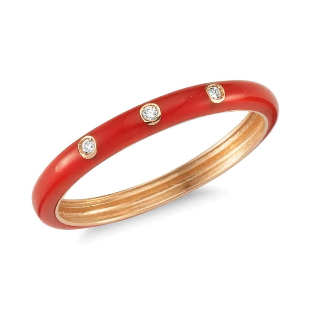 925 Silver Enamel Segments Diamond Ring