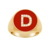 925 Silver Enamel Signet & Initial Diamond Ring - Image 4