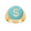 925 Silver Enamel Signet & Initial Diamond Ring - Image 9
