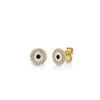 Small evil eye stud earring with enamel centre and stones