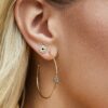 925 sterling silver stud earring with gold plating and CZ stones