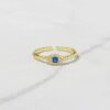 Sterling silver evil eye ring with thick gold plating