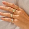 Signet ring with pave-set cubic zirconia and flat top