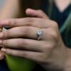 925 sterling silver floating stone ring with open band design