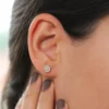 925 Silver Floral Design Diamond Studs with flower-inspired shape