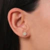925 Silver Floral Design Diamond Studs with thick gold plating