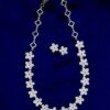 925 Silver Flower Diamond Necklace Set - Image 2