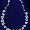 925 Silver Flower Diamond Necklace Set - Image 3