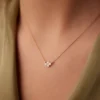 925 Silver Four Stone Diamond Cluster Necklace