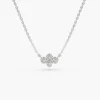925 Silver Four Stone Diamond Cluster Necklace - Image 4