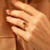 925 silver garnet oval solitaire ring with gold plating