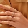 Nickel-free garnet solitaire ring in 925 sterling silver