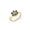 925 Silver Gemstones Marquise Eye Flower Signet Ring with colourful CZ stones