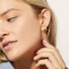 Gold-plated hoop earrings with premium CZ diamond stones
