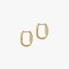 Hoop earrings with structured lines and sparkling CZ accents