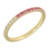 Sterling silver band ring with modern contrasting gemstone sections