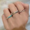 925 silver ring featuring a bright, balanced half-and-half design