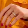 Marquise diamond ring with a graceful half eternity design