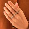 Slim sterling silver ring with half eternity stone setting