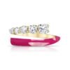 925 Silver Half/Half Diamond Enamel Wrap Ring with open wrap design