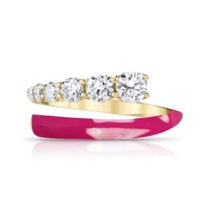 925 Silver Half/Half Diamond Enamel Wrap Ring