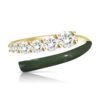 925 Silver Half/Half Diamond Enamel Wrap Ring with glossy enamel finish