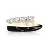 925 Silver Half/Half Diamond Enamel Wrap Ring with thick gold plating