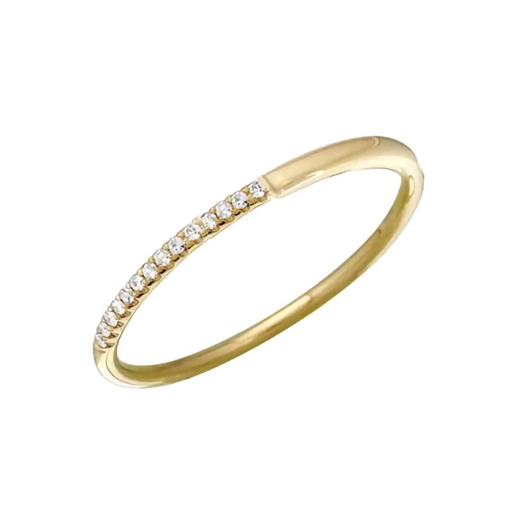 925 Silver Half Solid Half Diamond Stackable Band