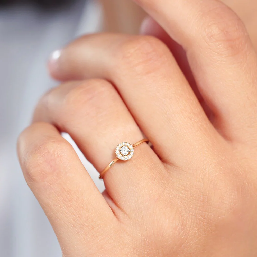 925 Silver Halo Diamond Ring