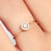 925 Silver Halo Diamond Ring with thick gold plating