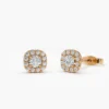 Halo setting diamond studs in 925 sterling silver