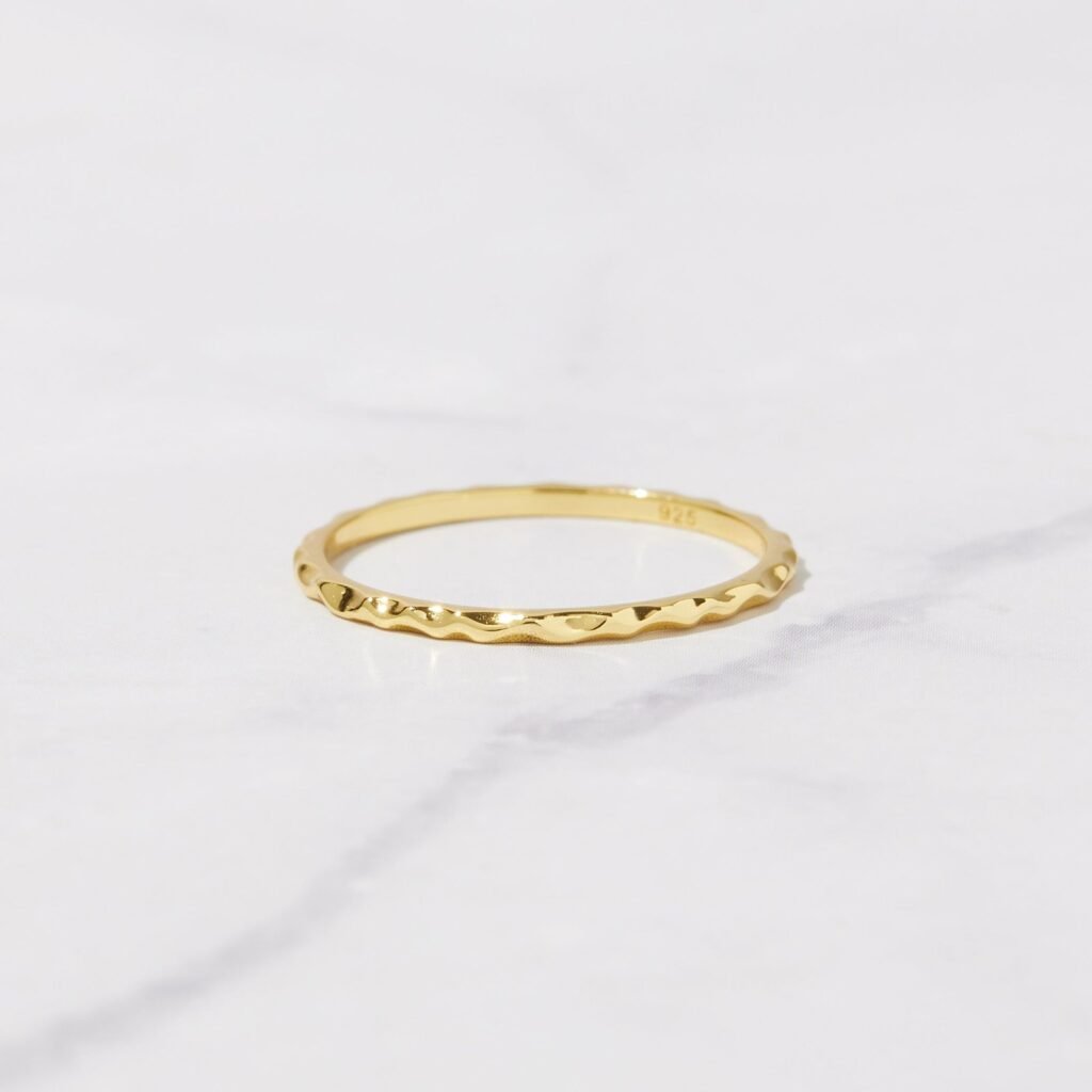 925 Silver Hammered Stacking Ring