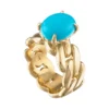 925 Silver Havana Turquoise Link Ring with cubic zirconia stones