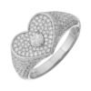 925 Silver Heart Center Bezel Signet Ring