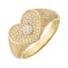 925 Silver Heart Center Bezel Signet Ring - Image 3