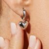 925 Silver Heart Dangle Earrings with heart-shaped drops