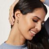 925 Silver Heart Dangle Earrings in thick gold plating