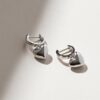 925 Silver Heart Dangle Earrings with polished sterling silver finish
