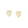 Heart-shaped 925 silver stud earrings with gold plating