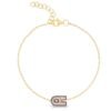 925 Silver Helium solid outline initial bracelet with polished gold plating